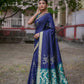 Vishnu Weaves Women's Navy-Blue Soft Silk Zari Woven Saree with Blouse - Swadesiicart