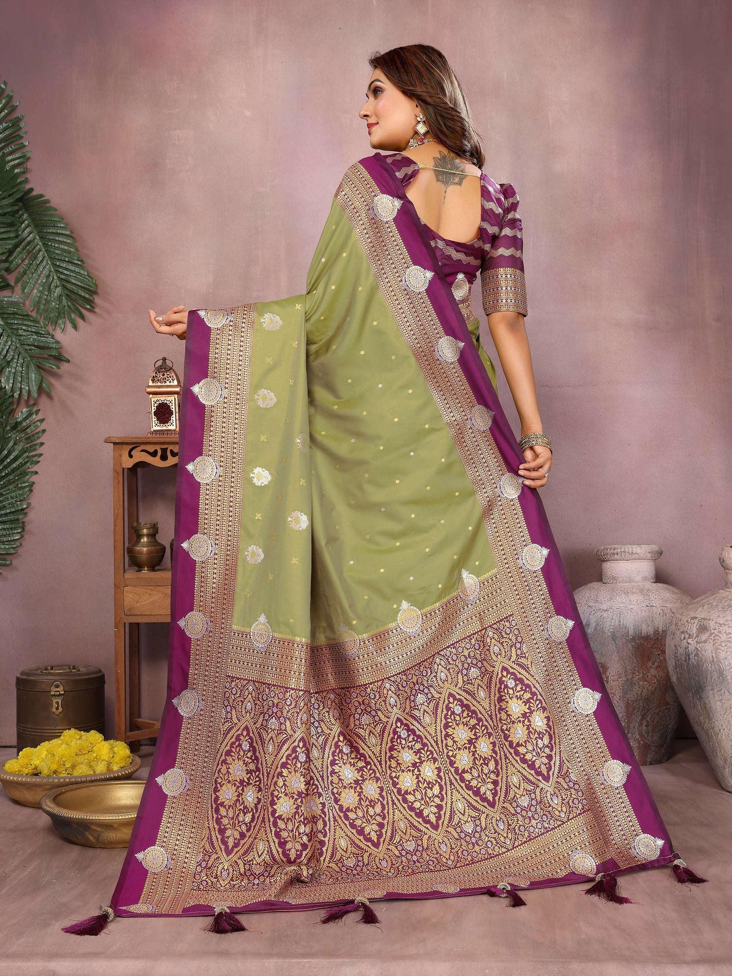 Aastha Fashion Pista Silk Sarees Weaving Saree