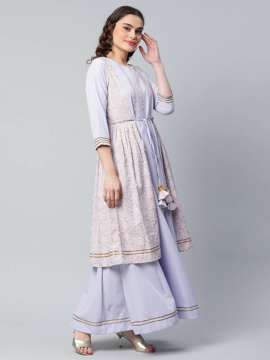 Ahalyaa Womens Powder Blue Crepe Floral Dress | Swadesiicart