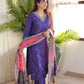 The52 Purple Women's Gorgeous Embroidered Vichitra Fabric Straight Kurta Pant with Dupatta Set - Swadesiicart