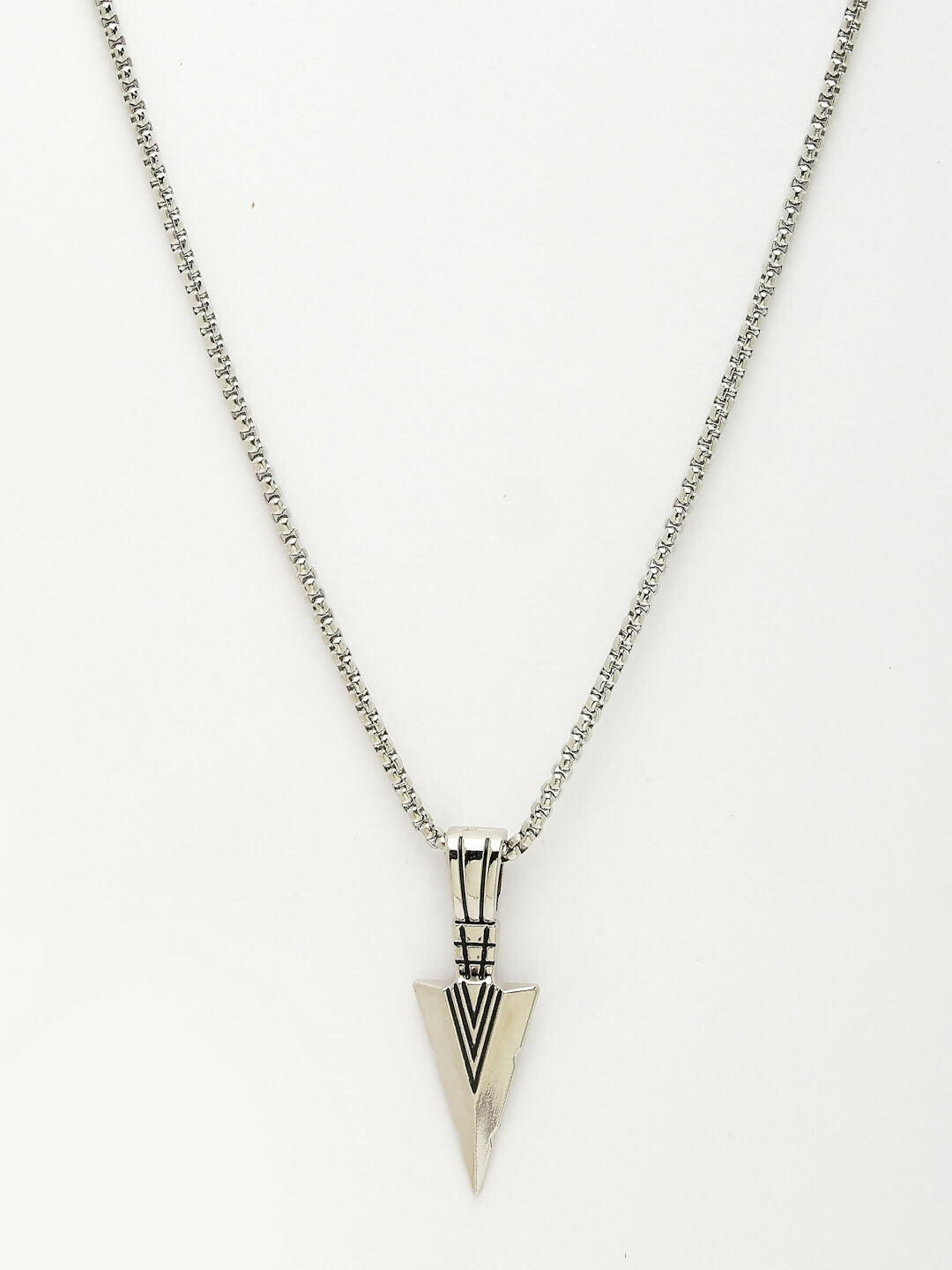 NVR Men's Silver-Plated Arrow-Shaped Pendant With Chain - Swadesiicart