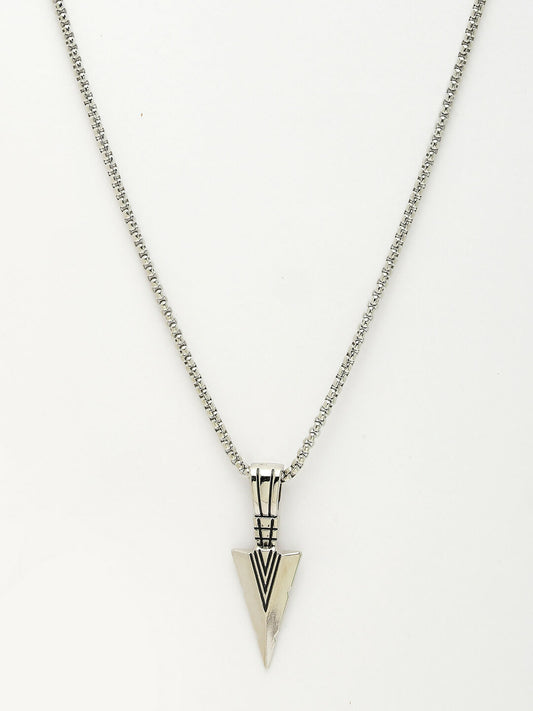 NVR Men's Silver-Plated Arrow-Shaped Pendant With Chain - Swadesiicart