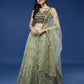 House of Panchhi Lime Green Net Embroideried Round Sequins Lehenga | Swadesiicart