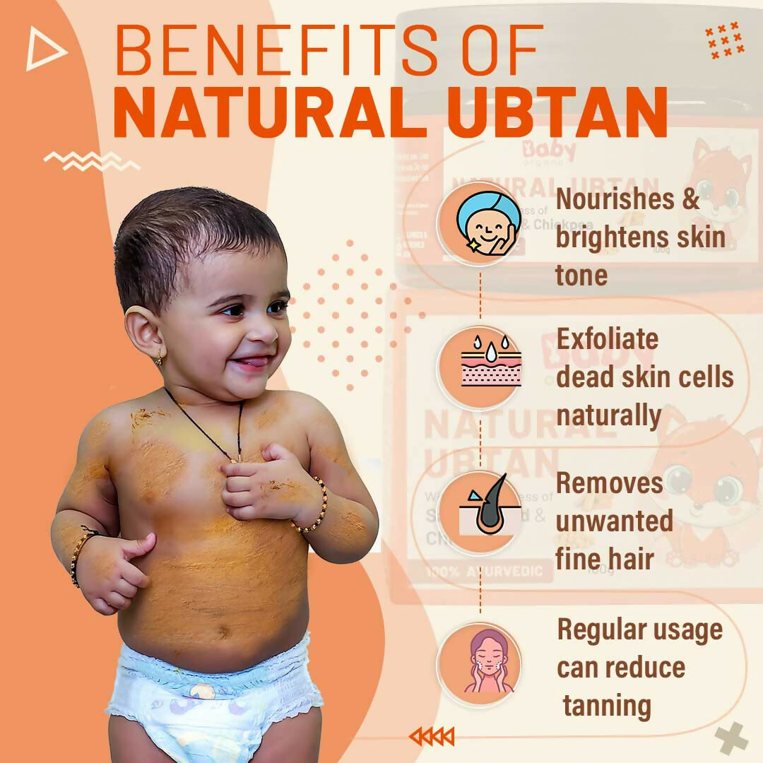 Babyorgano Natural Ubtan Face Pack, Skin Lightening and Tan Removal For Babies - Swadesiicart