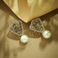 Nuyug 22K Gold-Plated Elegant Zircon Stone Studded & Pearls Drop Stud Earrings | Swadesiicart