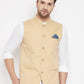 Even Apparels Beige Polyester Men's Nehru Jacket-Contrast Lining-Inbuilt Pocket Square | Swadesiicart