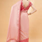 Light Pink Satin Georgette Laser Cut Floral Embroidery , Resham, Zari And Cord Embroidery Saree - Norita Hit Design - Swadesiicart