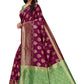 Vamika Banarasi Jacquard Weaving Wine Saree (Dangal Wine) | Swadesiicart