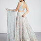 House of Panchhi Lime Green Net Sequins And Thread Embroidery Lehenga Choli & Dupatta | Swadesiicart