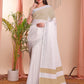 Shree Shyam Fashion The White Loom White Linen Cotton Saree