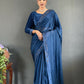 Vastranavya Teal Rangoli Silk Swarovski work Ready to Wear Saree | Swadesiicart
