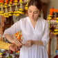trueBrowns White Cotton Schiffli Flared Anarkali Kurta Set | Swadesiicart