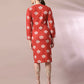 Myshka Women's Rust Printed Round Neck Party Top With Skirt Co-ord set - Swadesiicart