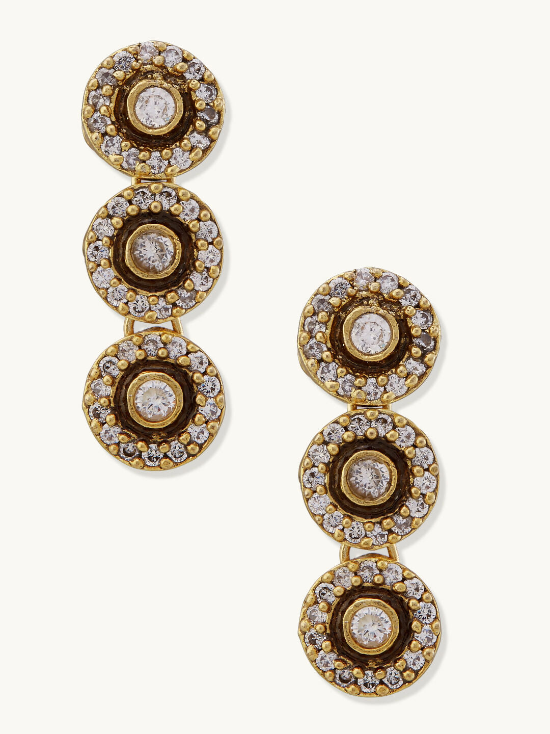 Nuyug 22K Gold-Plated Zircon Studded Enamel Embellished Dual Layered Necklace Set | Swadesiicart