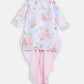 Ahalyaa Pink Polysilk Floral Printed Kids Kurta Dhoti Set For Girls | Swadesiicart