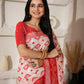 Shree Shyam Fashion Linen Cotton Red & White Saree