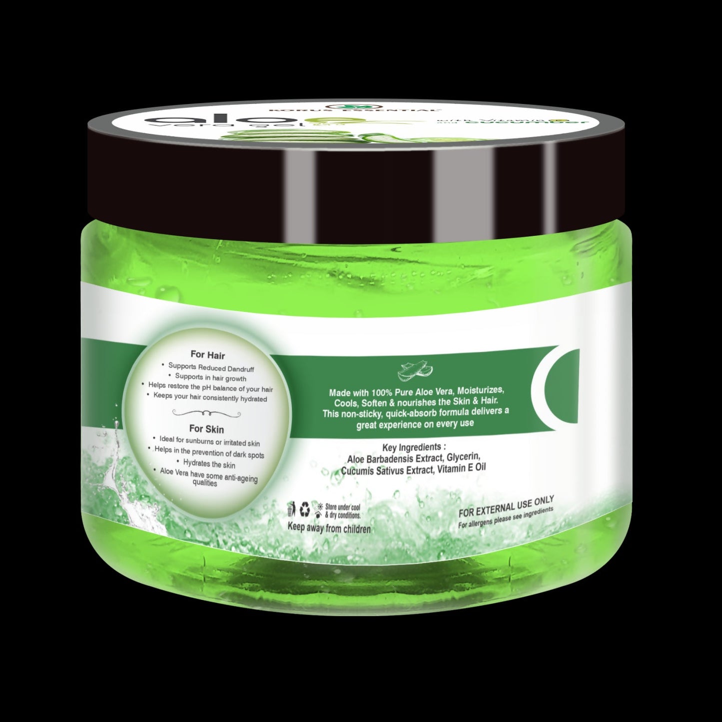 Korus Essential Aloe Vera Gel with Cucumber and Vitamin E - Swadesiicart