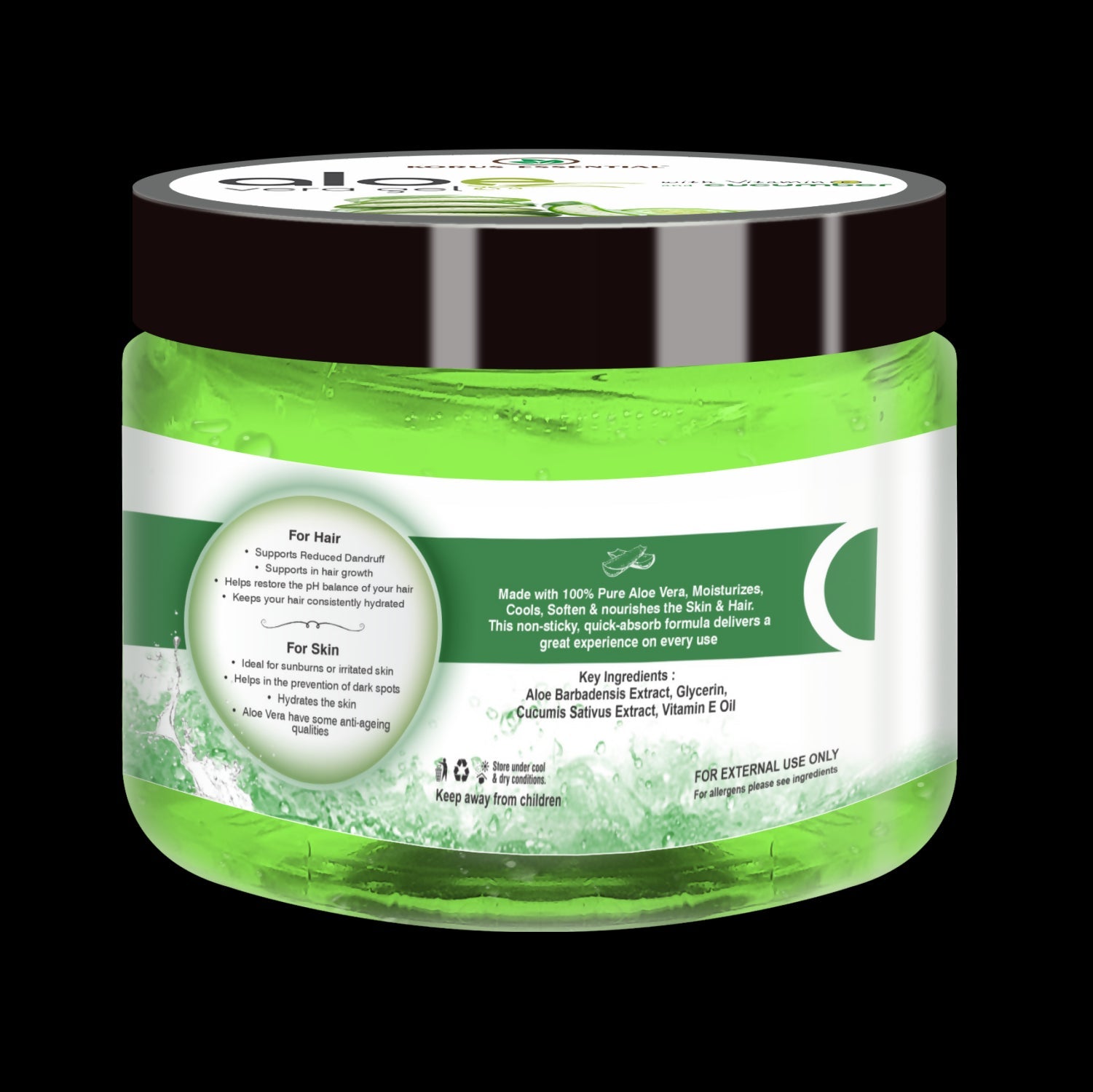 Korus Essential Aloe Vera Gel with Cucumber and Vitamin E - Swadesiicart