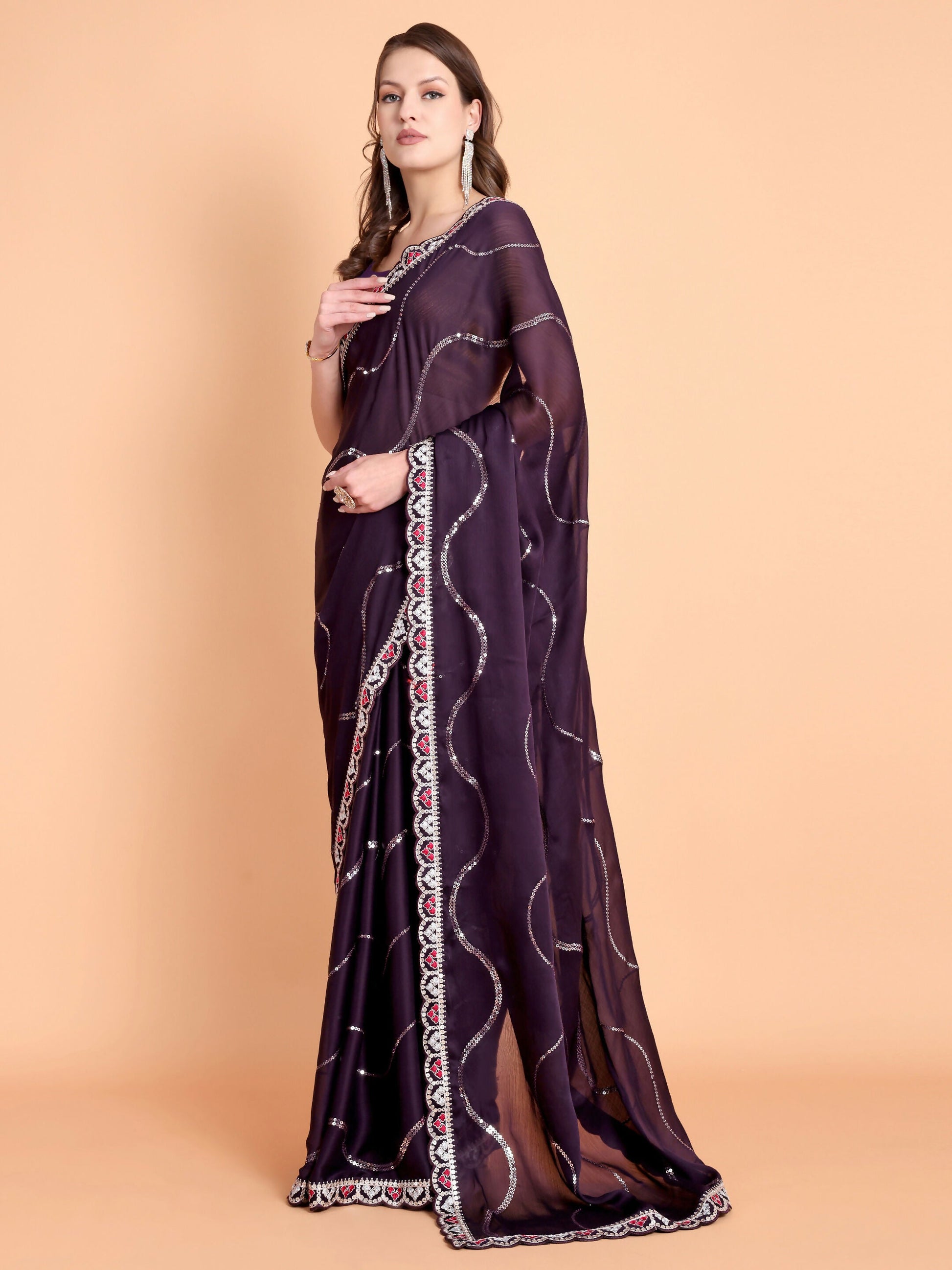 Vamsee Laxmibai Magenta Georgette Saree - Swadesiicart