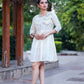 Aayaa Designer Multi Thread Hand Work Khadi Cotton One Piece Dress - Off White
