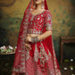 House of Panchhi Red Pure Silk Moti & Zarkan heavy embroidery Lehenga choli & Dupatta | Swadesiicart