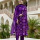 The52 Purple Women's Gorgeous Rayon Embroidered Straight Kurta with Pant And Dupatta Set - Swadesiicart