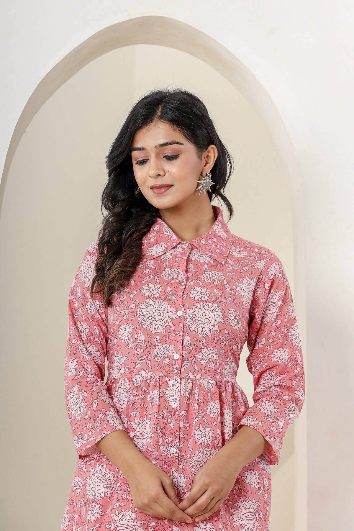 Kaajh Women's Pink Printed Cotton Co-ord Set - Swadesiicart