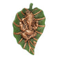 eCraftIndia Metal Golden Lord Ganesha On Green Leaf Wall Hanging Sculpture - Swadesiicart