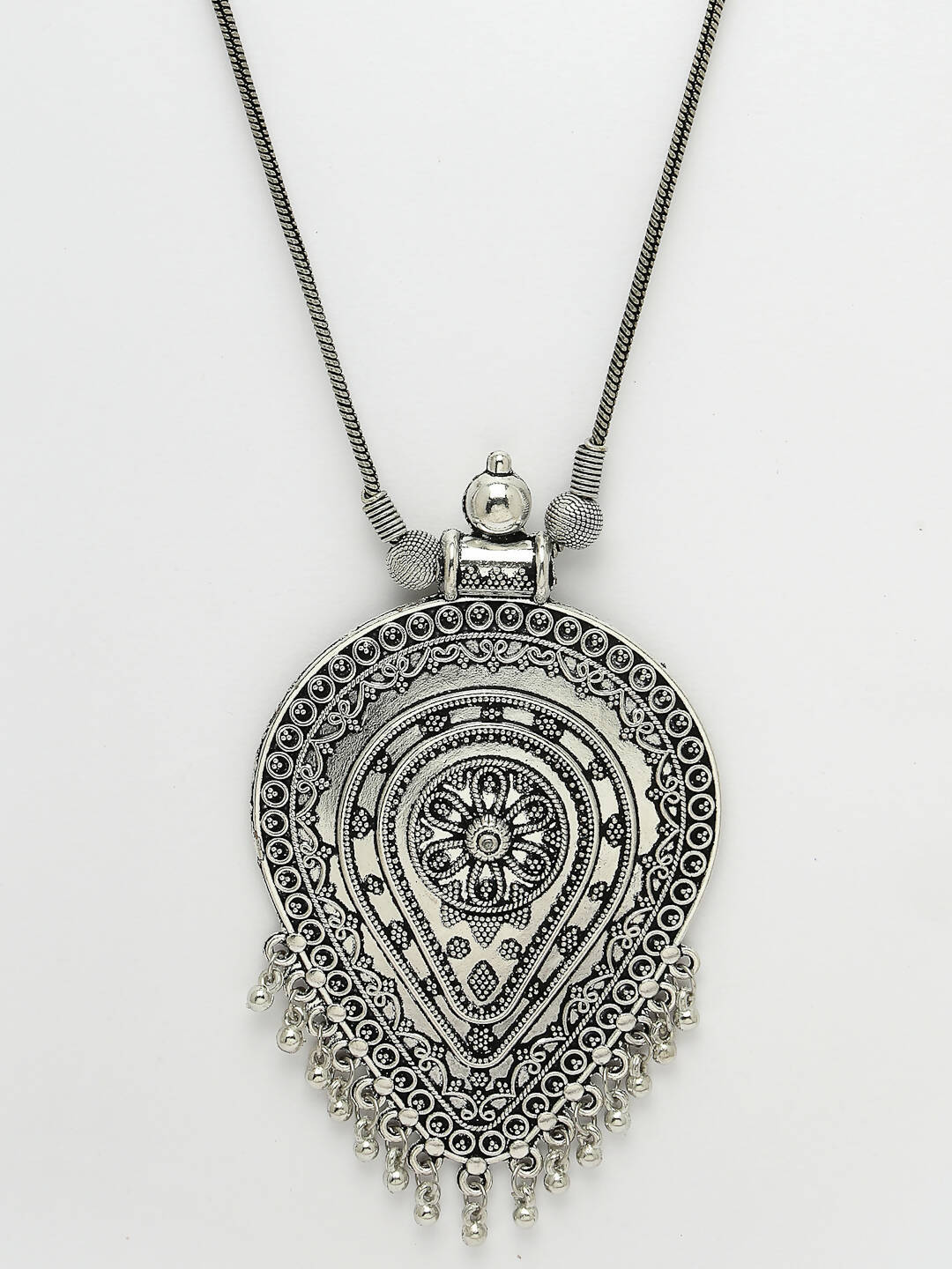 NVR Women's Elegant Silver Oxidised Brass Necklace | Swadesiicart