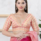 Joban Fashion Gold Brocade Elbow Sleeveless Back Open Blouse - Swadesiicart