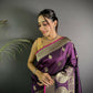Joban Fashion Wine Banarasi Soft Lichi Silk Paisley Saree | Swadesiicart