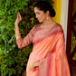 Vishnu Weaves Women's Orange South Silk Zari Woven Saree with Unstitched Blouse - Swadesiicart