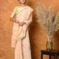 Very Much Indian Handloom Pure Cotton Saree With Sleek Border - Light Peach | Swadesiicart