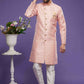 Raivat Ethnic Banarasi Jacquard Embroidery Semi Indo Western Sherwani In Pink Colour | Swadesiicart