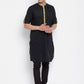 Even Apparels Black Pure Cotton Men's Kurta With Contrast Collar And Placket | Swadesiicart