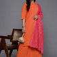 Ahalyaa Women's Traditional wear Kurta Set - Orange | Swadesiicart
