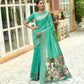 Vishnu Weaves Women's Sea Green Cotton Silk Zari Woven Butta Work Saree with Blouse - Swadesiicart