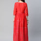 Ahalyaa Women Red Chanderi Khari Printed Dress | Swadesiicart