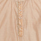 Ahalyaa Boys Beige Poly Silk Gold Printed Kids Kurta Churidar Set | Swadesiicart