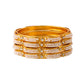 NVR Women's Set of 4 Gold-Polished Traditional Pearls Beaded Bangles - Swadesiicart