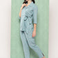 Yufta Teal Blue Printed Pure Cotton Top with Trousers - Swadesiicart
