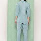 Yufta Teal Blue Printed Pure Cotton Top with Trousers - Swadesiicart