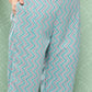Yufta Teal Blue Printed Pure Cotton Top with Trousers - Swadesiicart