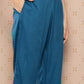 Yufta Teal Blue Solid Pure Cotton Top with Trousers Co-Ords - Swadesiicart