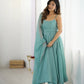 Lorenvalley Teal Crunchy Silk Fabric with Siroski Work Anarkali Pant With Dupatta Set | Swadesiicart