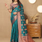 Lorenvalley Fashion Teal Soft Katan Silk Woven Design Copper Zari Weaving Saree - Swadesiicart