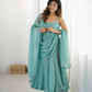 Lorenvalley Teal Crunchy Silk Fabric with Siroski Work Anarkali Pant With Dupatta Set - Swadesiicart