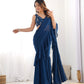 Lorenvalley Teal Faux Georgette Ready To Wear Sharara Saree with Full Stitched Blouse - Swadesiicart