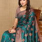 Lorenvalley Fashion Teal Soft Katan Silk Woven Design Copper Zari Weaving Saree - Swadesiicart
