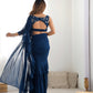 Lorenvalley Teal Faux Georgette Ready To Wear Sharara Saree with Full Stitched Blouse - Swadesiicart